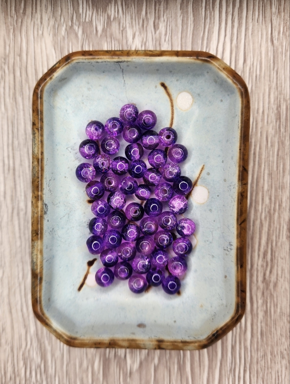 6mm Purple Glass Beads Crackle Appearance 50 Count #143